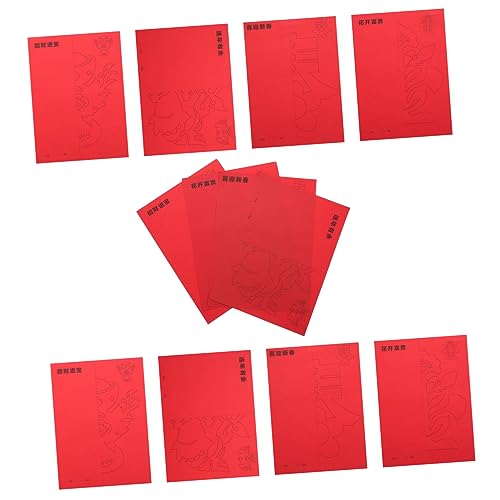 NUOBESTY 12 Blätter Papier schneiden selber machen Faltbares Papier Papierschnitt zum chinesischen Neujahr Origami-Papier handgeschöpftes Papier Bastelpapier schmecken Suite Sammelalbum von NUOBESTY