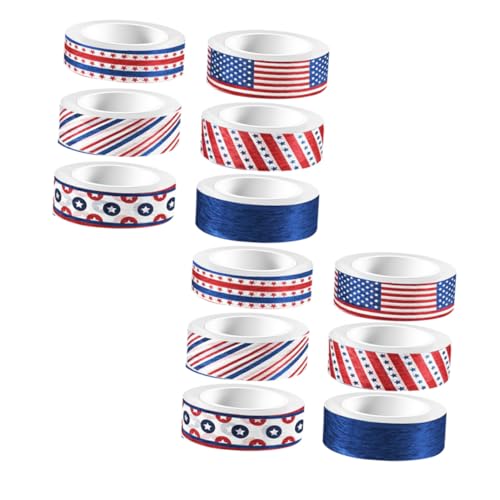 NUOBESTY 12 Rollen Dekoratives Klebeband für Washi Tape mit Sternen und Streifen für Scrapbooking DIY Projekte und Feiertagsdekoration von NUOBESTY