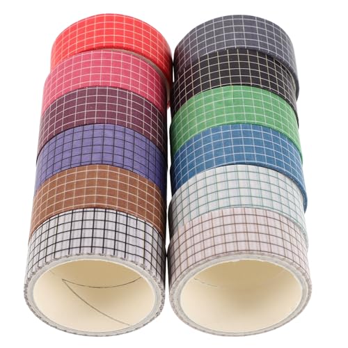NUOBESTY 12 Rollen Gitter-Washi-Tape: Karierte Deko-Klebebänder, farbige Maskierungsaufkleber für Scrapbooking, DIY-Bastelarbeiten, Planer, Journal-Verpackungen NUOBESTY 12 Rollen Gitter-Washi-Tape: Karierte Deko-Klebebänder, farbige Maskierungsaufkleber für Scrapbooking, DIY-Bastelarbeiten, Planer, Journal-Verpackungen von NUOBESTY