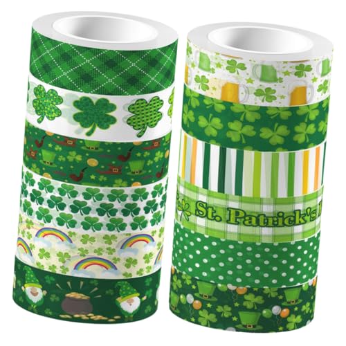 NUOBESTY 12 Rollen Vintage Washi Tape mit Kleeblatt design Transparentes Masking Tape für Scrapbooking DIY Tagebuch Geschenkverpackung Farbiges Klebeband Klassisches Bastelzubehör NUOBESTY 12 Rollen Vintage Washi Tape mit Kleeblatt design Transparentes Masking Tape für Scrapbooking DIY Tagebuch Geschenkverpackung Farbiges Klebeband Klassisches Bastelzubehör von NUOBESTY