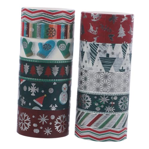 NUOBESTY 12 Rollen Weihnachts-Washi-Tape Herstellung Papier Klebeband dekorativ Weihnachts-Tags Weihnachtsband weihnachtsdeko the washi tape Aufkleber für Geschenkverpackungen Handkontoband von NUOBESTY