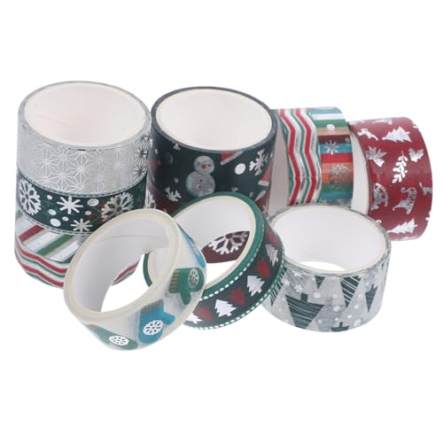 NUOBESTY 12 Rollen Weihnachts-washi-tape Weihnachts-klebebänder Farbig Weihnachtsbedarf Weihnachten Breites Weihnachtsband Weihnachts-tags Hallo Gold Party Klebstoff Urlaub Papier von NUOBESTY