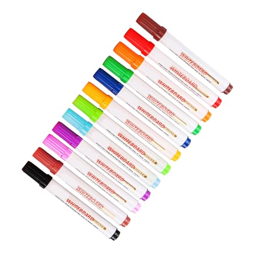NUOBESTY 12 Stck Abwischbare Wasserfarbenstifte für Ergonomische Tragbare Marker für Schule Büro Einfach zu Löschen Schnell Trocknend Bunte Schreibwerkzeuge von NUOBESTY