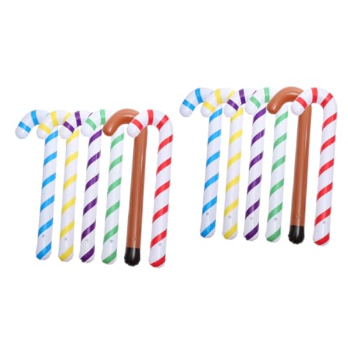 NUOBESTY 12 Stk PVC aufblasbare Krücken aufblasbares Spielzeug halloween weihnachtssüßigkeiten dekorationen im freien aufblasbare Zuckerstange Weihnachtsdekorationen Zuckerstangen von NUOBESTY