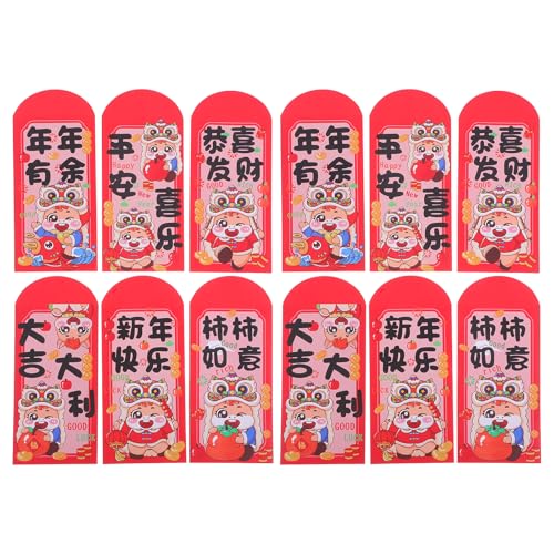 NUOBESTY 12 Stück Geldumschläge zum chinesischen Neujahr: Geldumschläge mit dem Thema „Pferdejahr“ – rote Päckchen mit chinesischen Elementen für das Mondfrühlingsfest von NUOBESTY