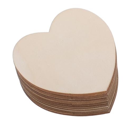 NUOBESTY 12 Stück Holzspäne in Herzform Herzrohlinge Aus Holz Herzdekorationen Aus Holz Herz Holzausschnitte Kernholzscheiben Herzförmiges Holzhandwerk Natürliche Holzscheiben Pappel Beige von NUOBESTY