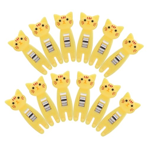 NUOBESTY 12 Stück Katzenförmige Set Papierclips und Snackbeutelklammern Multifunktionale Niedliche Clips für Büro und Lebensmittelaufbewahrung zur Organisation von Notizen und Snacks von NUOBESTY