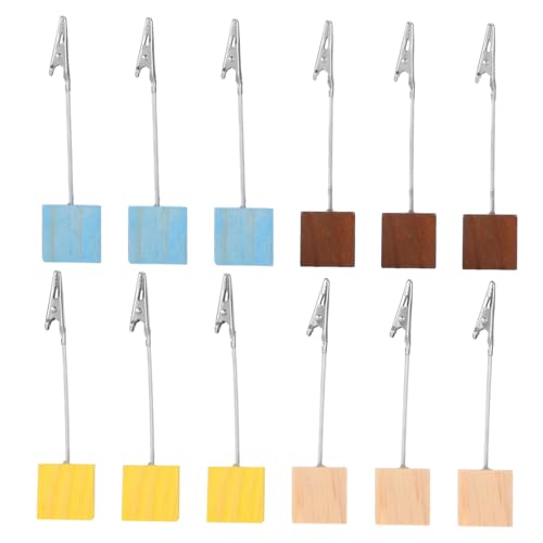 NUOBESTY 12 Stück Memo Clip Halter mit Holz Würfelbasis und Alligator Clip Dekorative Halter für Fotos Karten Notizen für Hochzeiten Partys und Meetings von NUOBESTY