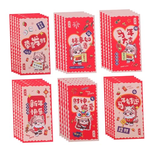 NUOBESTY 12 Stück Teiliges Chinesische Rote Umschläge Jahr Des Pferdes Hochwertige Frühlingsfest Geldtaschen mit Verschiedenen Mustern Stabile Papierqualität für Lunar Year Hochzeit von NUOBESTY