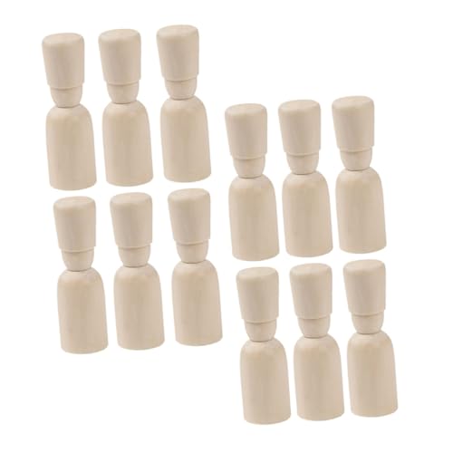 NUOBESTY 12 Stück Teiliges DIY Holzpuppen zum Bemalen Kreative Bastelfiguren für Glatte Oberfläche Sicheres Holzspielzeug Kreativität Hand Auge Koordination und Fantasie von NUOBESTY