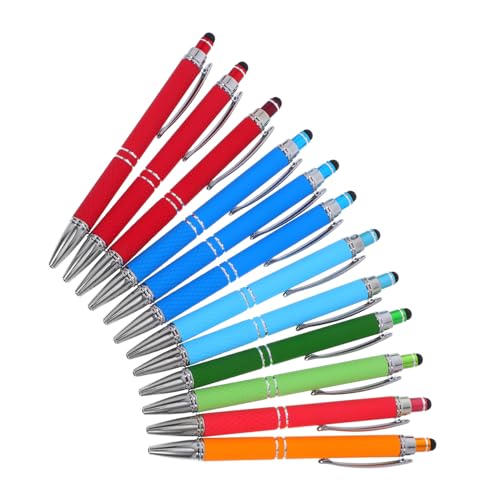 NUOBESTY 12 Stück Teiliges Metall Kugelschreiber mit Stylus-spitze Ergonomischer Griff Langlebiges Design Multifunktional für Büro Schule und Digitale Geräte Robust und Nachfüllbar von NUOBESTY