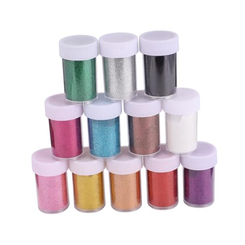 NUOBESTY 12 Stück Teiliges Nail Glitter Dust mit Bunten Verschmutzenden Glitter pigmenten in Praktischen Döschen für Kreative Nagelkunst Party accessoire und Unterwegs Vielseitig von NUOBESTY