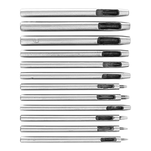 NUOBESTY 12-Teiliges Set leder locher runder Locher klein Puncher Gürtel aus Segeltuch Cutter Stanzen werkzeug Ösenausrüstung Gürtellochschneider legierter Stahl Silver von NUOBESTY