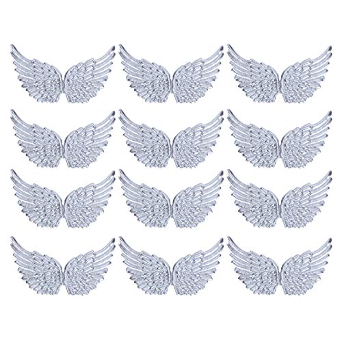 NUOBESTY 12 stücke engelsflügel stoff flügel patches für diy handwerk haarschmuck (silber) Patches Engelsflügel von NUOBESTY