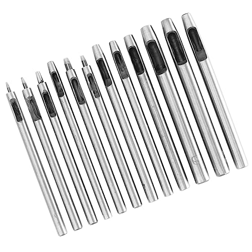 NUOBESTY 12-teiliges Set Leder Locher Tüllen-werkzeugsatz Cutter Puncher Runder Locher Ösenlochschneider Gürtellocher Gürtel Aus Segeltuch Klein Legierter Stahl Silber NUOBESTY 12-teiliges Set Leder Locher Tüllen-werkzeugsatz Cutter Puncher Runder Locher Ösenlochschneider Gürtellocher Gürtel Aus Segeltuch Klein Legierter Stahl Silber von NUOBESTY
