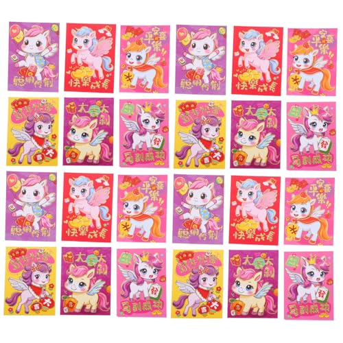 NUOBESTY 120 Stück Chinesische Neujahrsumschläge Cartoon Pferd Design Rote Geldumschläge für Lunar Jahr Frühlingsfest Geburtstag Hochzeit Party Geschenkumschläge von NUOBESTY