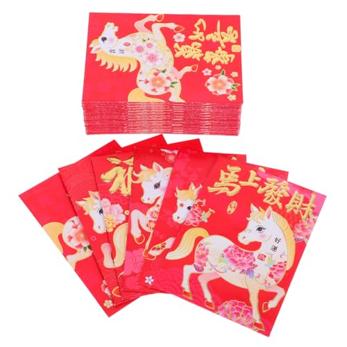NUOBESTY 120 Stück Chinesische Rote Umschläge Pferde Cartoon Lucky Money Päckchen für Frühlingsfest Neujahr Bunte Geldgeschenk Tüten für von NUOBESTY
