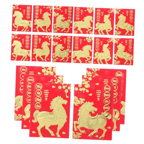 NUOBESTY 120 Stück Chinesische Rote Umschläge Pferdejahr Glücksgeldumschläge aus Papier mit Präzisem Druck Vielseitig für Neujahrsfeiern Dekoration und Geldgeschenke Traditionell und von NUOBESTY