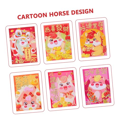NUOBESTY 120 Stück Chinesische Rote Umschläge mit Pferd Strapazierfähige Papierverarbeitung Elegante Geschenkverpackung für Bargeld und Grußkarten zum Frühlingsfest von NUOBESTY