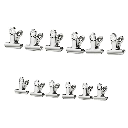 NUOBESTY 12St Klammern für Papierbinder büroartikel bürobedarf werkstattbedarf klipps spange Binderclip aus Edelstahl Büroklammern aus Metall Rostfreier Stahl Bindemittel Combo-Platte von NUOBESTY