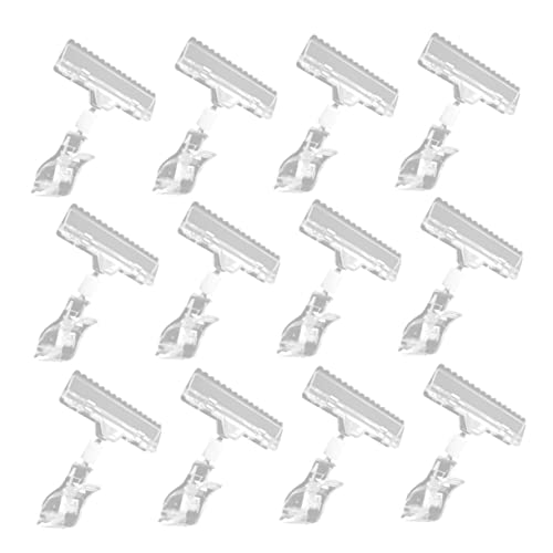 NUOBESTY 12Stücke Drehbare Schildhalter Clips für Preisschilder Transparent für Menüs Visitenkarten und Werbung im Einzelhandel Langlebig und Wiederverwendbar von NUOBESTY