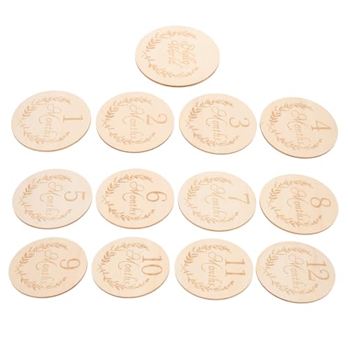 NUOBESTY 13 Stück Holzscheiben Meilensteinkarten für Naturholz Karten zur Wachstumsdokumentation Kreative Geschenkideen zur Babyparty für Neugeborene von NUOBESTY