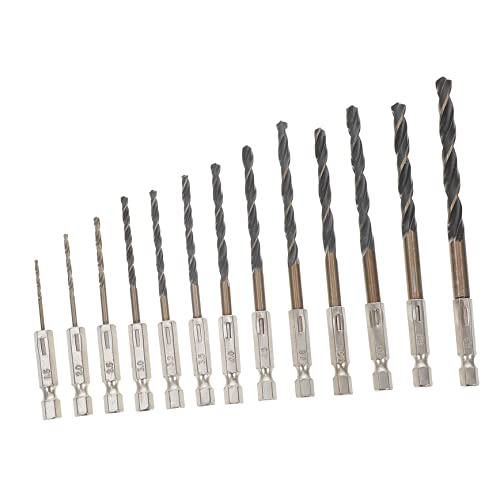 NUOBESTY 13Stücke Teiliges Sechskant Bohrer Set Hochgeschwindigkeitsstahl Robuste Bohrer für Holz Metall für Schnurlose Schraubendreher NUOBESTY 13Stücke Teiliges Sechskant Bohrer Set Hochgeschwindigkeitsstahl Robuste Bohrer für Holz Metall für Schnurlose Schraubendreher von NUOBESTY