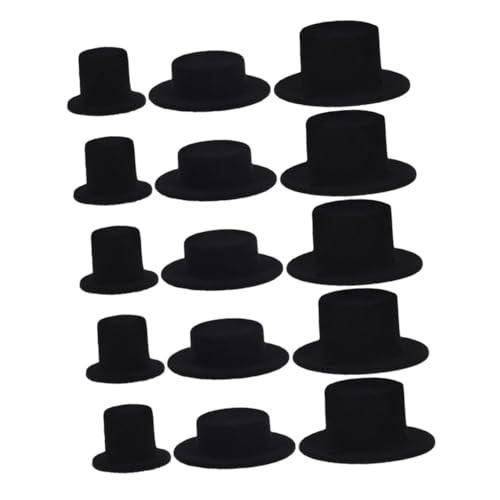 NUOBESTY 15 Stück Mini Schwarze Flocken Clownhüte für Bastelprojekte Weiche und Bequeme Puppenzubehör für Diy Feierdekorationen für Feste und Kinderveranstaltungen von NUOBESTY