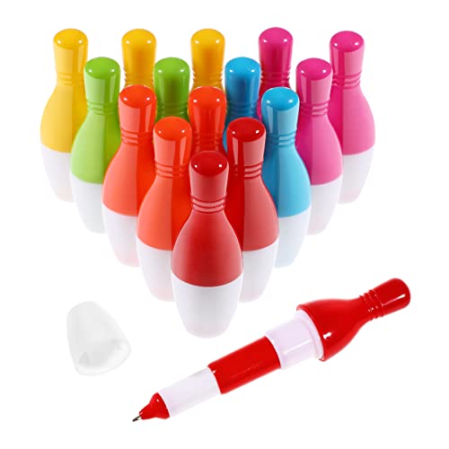 NUOBESTY 15 Stücke Kunststoff Kugelschreiber Rollerball Stifte für Office Home Schule Schreibwaren (Bowling Design Mischfarben) von NUOBESTY