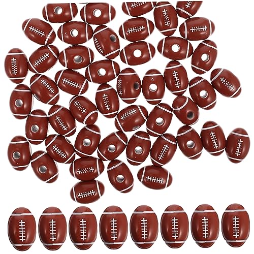 NUOBESTY 150 Stück Fußballperlen für DIY Armbänder und Robuste Acrylabstandshalter für Kreative Bastelmaterialien Rotbraun für Schmuckherstellung von NUOBESTY