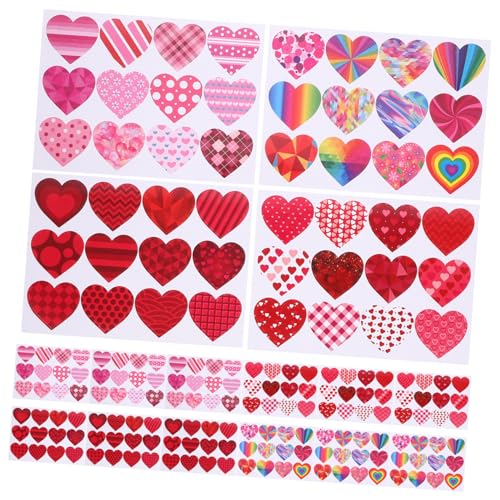 NUOBESTY 16 Blatt Selbstklebende Herzaufkleber für Valentinstag Hochzeit Siegelaufkleber Basteldekoration Leuchtende Farben von NUOBESTY