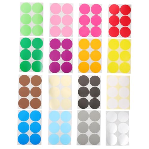 NUOBESTY 16 Blatt Aufkleber Farbige Punktetiketten Ablösbare Selbstklebende Dots für Büro Schule und Scrapbooking Wasserfest Kompatibel mit Druckern von NUOBESTY