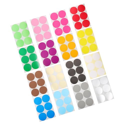 NUOBESTY 16 Blatt Punktetiketten Selbstklebende Sticker Farben für Drucker Wasserfest für Klassenzimmer Büro und Inventarverwaltung von NUOBESTY