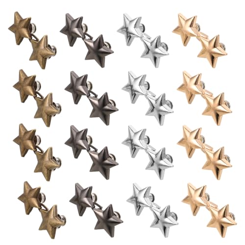 NUOBESTY 16 Paare Hosenbundversteller Einstellbare Wiederverwendbare Knöpfe ohne Nähen Stern Design Clips für Lockere Jeans Röcke und Hosen Farben NUOBESTY 16 Paare Hosenbundversteller Einstellbare Wiederverwendbare Knöpfe ohne Nähen Stern Design Clips für Lockere Jeans Röcke und Hosen Farben von NUOBESTY