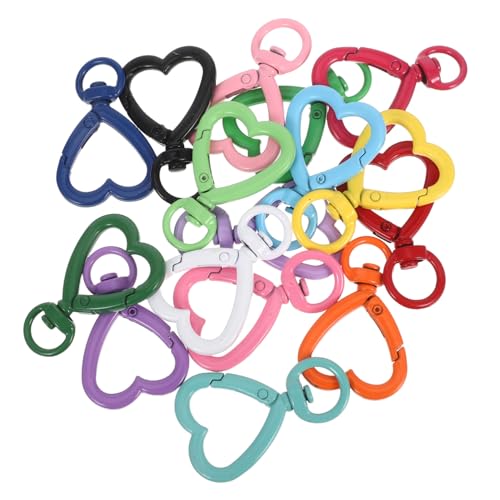 NUOBESTY 16 Stück Teiliges Herz karabiner aus Metall mit Drehbarem Federverschluss Bunte Schlüsselanhänger Clips Vielseitig für DIY Schmuck Taschenanhänger Schlüsselringe und Bastelzubehör von NUOBESTY