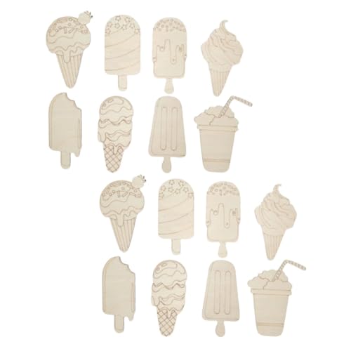 NUOBESTY 16 Stück Teiliges Unbemalte Holz Eiscreme Ausschnitte für Diy Malprojekte Sommerdekoration für Partys und Kreative Bastelstunden NUOBESTY 16 Stück Teiliges Unbemalte Holz Eiscreme Ausschnitte für Diy Malprojekte Sommerdekoration für Partys und Kreative Bastelstunden von NUOBESTY