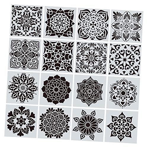 NUOBESTY 16 Stück Zeichnungsvorlage Lineal Vorlagen für groß Mandala-Schablonen sprühen Malerei Wände Wandvorlage kunststofffliesenvorlage Hohle DIY-Schablone das Haustier von NUOBESTY