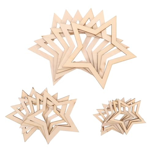 NUOBESTY 18 Stück Teiliges Sternförmiger Holzrahmen für Holzsterne für Diy Wanddekoration Kränze und Kreative Projekte für Wohndesign und Heimdekoration von NUOBESTY
