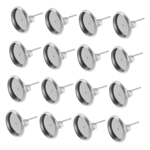 NUOBESTY 180 Stück Edelstahl Ohrstecker Rohlinge mit Flachem Cabochon Lünette Fassungen Leichte Schmuckpost Becher für DIY Ohrringherstellung Stabile Stopper Rückseiten Komfortabler Sitz von NUOBESTY