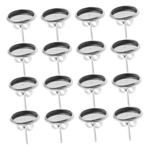 NUOBESTY 180 Stück Edelsteinbeckenohrringe Runde Einstellungen Für Die Lünette Ohrring Post -cup -ohrringeinstellungen Diy -bolzenohrringeinstellungen Diy-ohrring-lünette Silber Metall von NUOBESTY