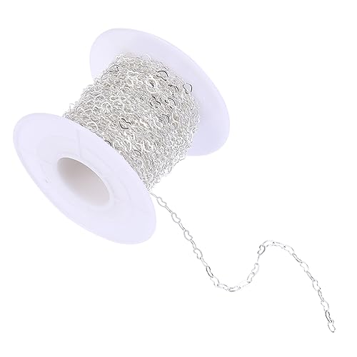 NUOBESTY 1Rolle Herz Link Kette Kupfer Handgefertigte DIY Herzchoker Silberne Kette für Schmuckherstellung zu Valentinstag Hohe von NUOBESTY