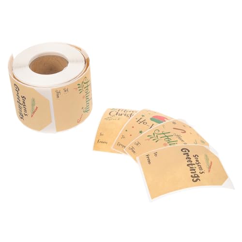 NUOBESTY 1Rolle Selbstklebende Weihnachtsaufkleber Kraftpapier Dekorative Etiketten Für Geschenkverpackungen Vielseitige Muster Für Geburtstagsgeschenke Und Langlebig von NUOBESTY