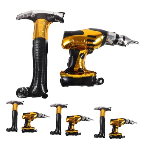 NUOBESTY 1Satz Aluminium Folienballon Reparaturwerkzeuge Teiliges Partyzubehör Für Jungengeburtstage Hammer Und Bohrer Design Für Bau Themenpartys Und Dekoration von NUOBESTY