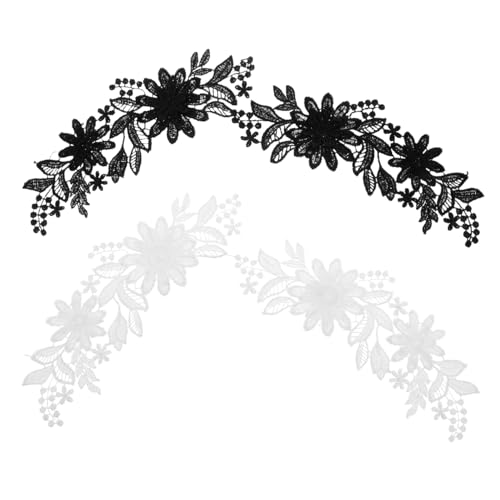 NUOBESTY 2 Paar Bestickte Blumen spitzenapplikationen Symmetrische Wasserlösliche Stickerei Patches für Brautkleid DIY Kleidung Dekoration Taschen Handwerk von NUOBESTY