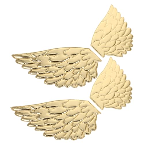 NUOBESTY 2 Paare Angel Wings Patch Gestickte Aufnäher in Engelsflügelform Flügelflicken Nähen Engelsflügel Aufbügler Goldapplikation Für Kleid Flügelflicken Zum Aufbügeln Golden Stoff von NUOBESTY