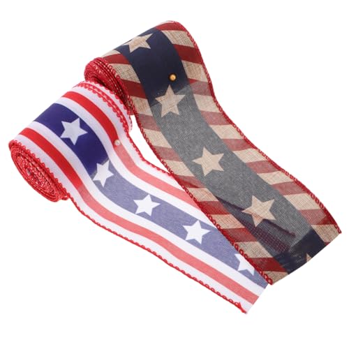 NUOBESTY 2 Rollen Amerikanischer Urlaubsgürtel Festliche Dekoration Patriotische Dekoration Bänder für Feste Amerikanische Dekoration 4. Juli Ribbon für Handwerk USA -Themenband Polyester von NUOBESTY