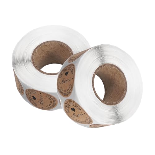 NUOBESTY 2 Rollen Aufkleber Selbstklebende Französische Dankeschön Sticker aus Kraftpapier für Geschenkpäckchen Hochzeiten Partys und Kleine Unternehmen von NUOBESTY