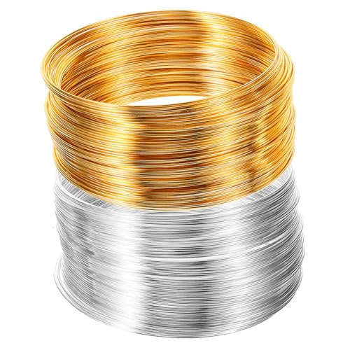 NUOBESTY 2 Rollen Edelstahl Schmuckdraht Flexibel Biegsam DIY Basteldraht für Perlenarbeiten Schmuckherstellung Vielseitig Einsetzbar Gold Silberfarben Langlebig von NUOBESTY