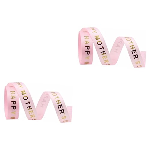 NUOBESTY 2 Rollen Festlicher dekorativer Gürtel golden Strauß weißes Band Glücklicher Muttertag Muttertagsband Blumenwickband Paketband Band zum Verpacken Verpackungsband Polyester Rosa von NUOBESTY