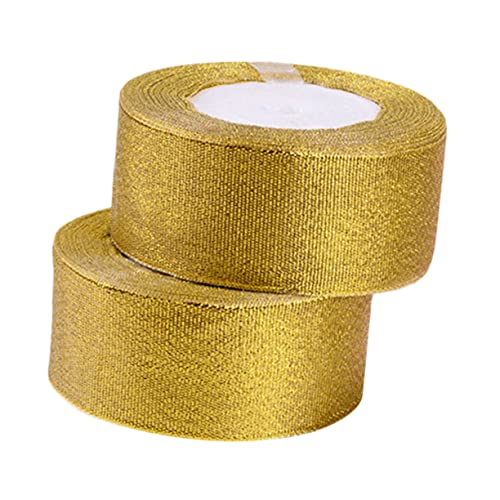 NUOBESTY 2 Rollen Gold Glitter Geschenkband Yards Metallic Bänder für Geschenkverpackung Hochzeits und Partydekoration DIY Bastelprojekte von NUOBESTY